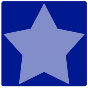light blue star on dark blue square background